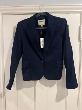 L'AGENCE Navy Single-Button Tailored Blazer